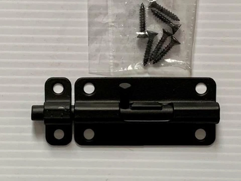 3 1/2" Black Forged Iron Slide Bolt Iron Shutter Black Cabinet Latch Acorn MFG Cover