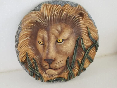 Placa de pared pesada cabeza de león de piedra 10,5" de Giftcraft Serenity Garden 2003 Foto 1 de 4