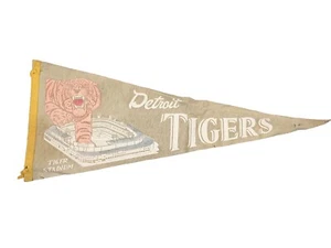 Vtg 40s-50s Detroit Tigers Stadium Full Size Baseball Pennant!  - Picture 1 of 6