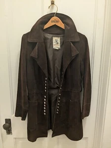 Vtg Size Small Women's Gassy Jack Brown Suede Jacket With Belt And 13 Chrome... - Picture 1 of 11