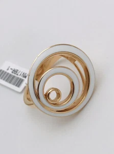 18kt/750 High Polished Rose Gold & White Enamel Triple Circle/Swirl Ring 7.5 - Picture 1 of 12