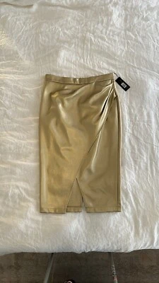 Falda Harley de cuero vegano Elie Tahari talla 14 Foto 1 de 4