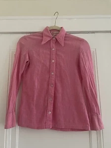 Vintage NATRAJ B. Altman Co. Cotton Woven Button Up Blouse Long Sleeve Pink XS - Picture 1 of 8