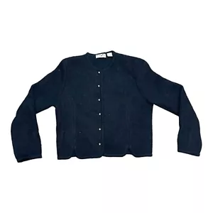 Carroll Reed Women's Black Wool Cardigan With Button Front Size 8 Medium Vintage - Picture 1 of 5