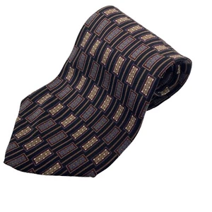 Kenneth Cole Reaction Tie 100% Silk Brown Black Novelty Pattern - Picture 1 of 7