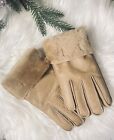 Women’s Genuine Sheepskin Cashmere Gloves Available in Camel