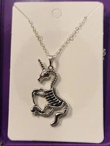 Gothic Unicorn, Skeleton Body, Alternative Jewellery Handmade 20 inches necklace - Picture 1 of 4