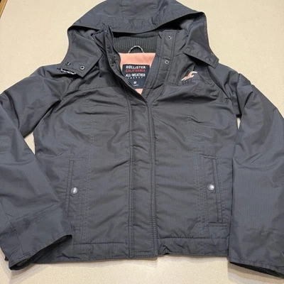 Chaqueta HOLLISTER California Todo Clima Gris Rosa Mujer Mediana Cremallera Completa Preppy Y2K Foto 1 de 4