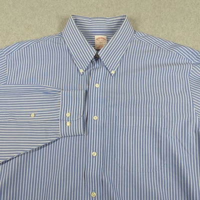 Brooks Brothers Shirt Mens 17.5 Blue Striped Long Sleeve Dress Button Down - Image 1 of 4