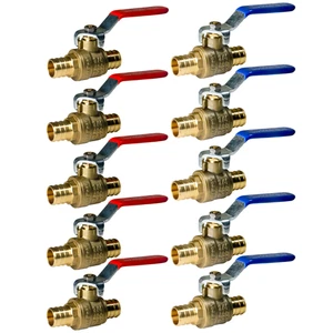 10 Pack XFITTING 3/4" Hot & Cold Pex B Ball Valve  Lead Free Brass , Full Port - Picture 1 of 8