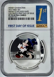 2017 Niue Disney Mickey's Delayed Date Silver Coin NGC PF70UCAM First Day Issue - Picture 1 of 3