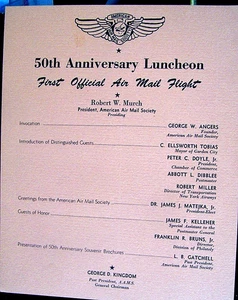 FIRST OFFICIAL AIR MAIL FLIGHT 1st DAY CEREMONY PROGRAM - Picture 1 of 1