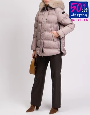 PVP €900 PEUTEREY Takan Mqs 03 Chaqueta acolchada de plumón IT38 US2 UK6 XS Borde de piel de zorro Foto 1 de 4