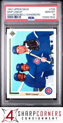 1991 UPPER DECK #725 ANDRE DAWSON-RYNE SANDBERG HOF PSA 10 - Imagem 1 de 3