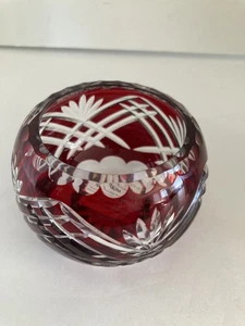 Fifth Avenue Bohemian Style Crystal Tealite Holder Cut-to-Clear Red Round EUC - Bild 1 von 8