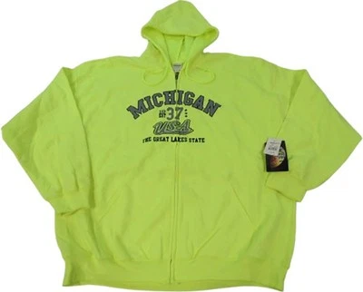 Nueva sudadera con capucha amarilla neón Michigan The Great Lakes State para hombre tallas 2XL-3XL Foto 1 de 4