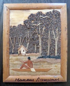 Small Natural Fiber Collage by Nonato Cruz of the Amazon - Picture 1 of 4