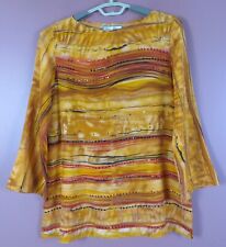 TB09351- GIANE GILMAN Women's 100% Silk Blouse Sequined Multicolor Striped S