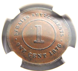 Straits Settlements KM9 1 Cent 1876 NGC AU 50 BN - Picture 1 of 3