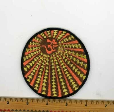 Embroidered Orange & Yellow Om Sun rays Patch Fair Trade Nepal 3" Round - Image 1 of 4