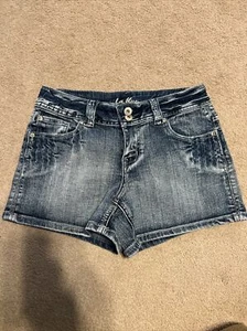Womens LA Blues Embroidered Classic Denim Blue Jean Shorts Size 6 - Picture 1 of 5