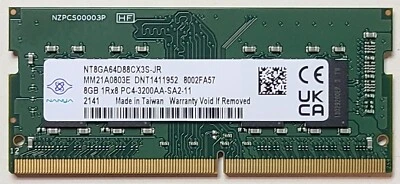 NEW HP 17-BY 15-DY 255 G8 G7 8GB DDR4 3200 RAM MEMORY L46598-005 NT8GA64D88CX3S - Image 1 of 3