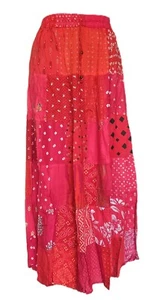 Lässiger Damen Patchwork Maxirock, Baumwolle bedruckt langer Rock Boho Blumenmuster - Bild 1 von 1