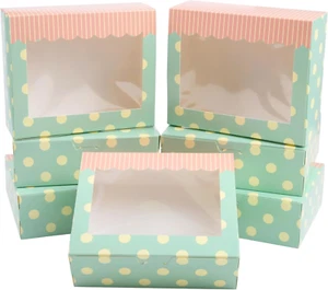 12 Pack Candy Sweet Boxes with Window 6”×5”×2” Disposable Paper Treat Packing Gi - Picture 1 of 12