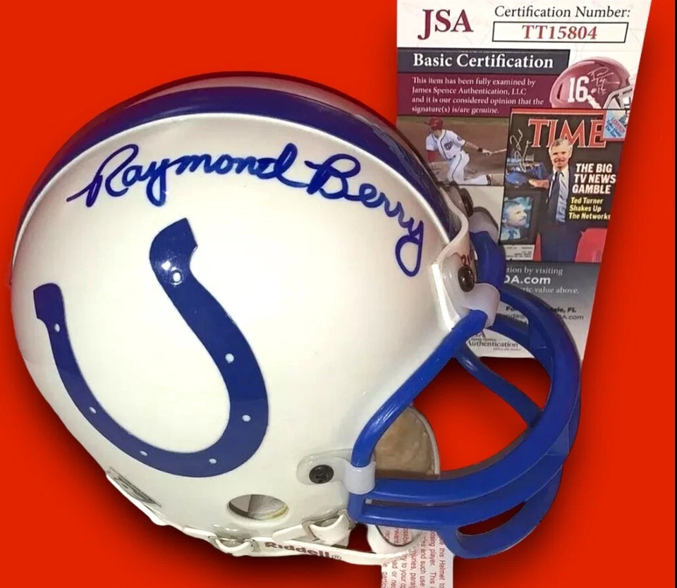 RAYMOND BERRY AUTOGRAPHED SIGNED BALTIMORE COLTS COLTS MINI HELMET JSA CERT.  - Image 1 of 4