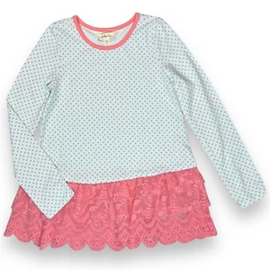 Matilda Jane Jump Rope Tunic Top Girls 8 The Adventure Begins Polka Dot Lace - Picture 1 of 6