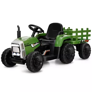 12V Kids Ride-on Tractor Tractor with Trailer 3 Variable Speeds & Remote Control - Picture 1 of 8
