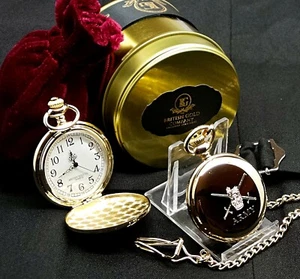 PERSONALISIERTE British Army Gold Taschenuhr Luxus Metallgehäuse graviertes Wappen - Bild 1 von 4