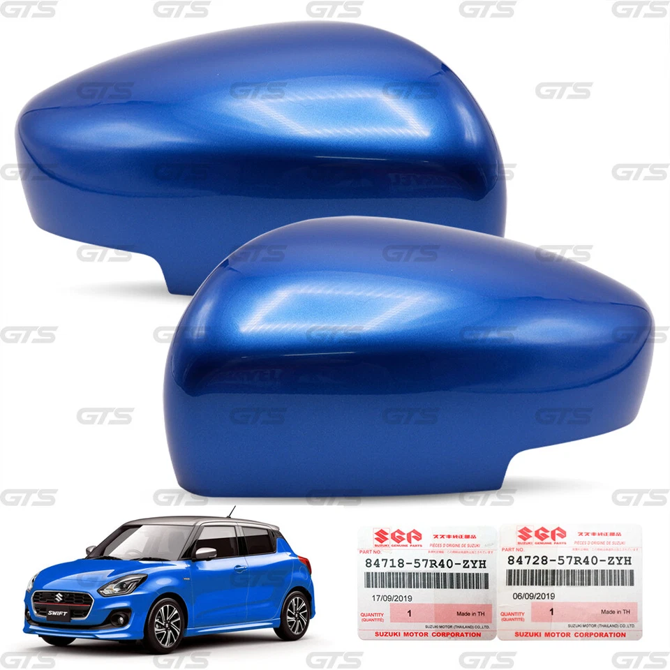 L+R Blue Mirror Wing Cover Fits Suzuki Swift Hatchback GLX Top Model 2018 2021 - Image 1 of 4