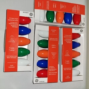 4 Packs of 5 GE C9 Glow Bright Replacement Bulbs MultiColor 7 Watts Christmas - Picture 1 of 5