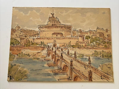 Antique Impressionism Painting in the manner of Raoul Dufy Unsigned 1940’s Mod - Image 1 of 4