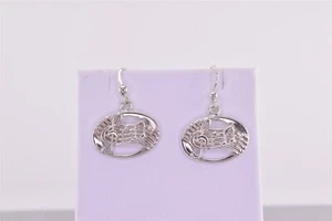 Dakota West Sterling Silver 19mm x 21mm Musical Notes 925 Hook Earrings - Picture 1 of 6