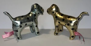 Victorias Secret VS PINK Stuffed Plush Gold & Silver Dog Metallic 6” Lot of 2 - Picture 1 of 12