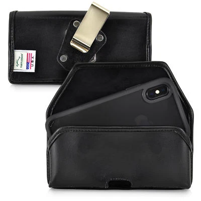 iPhone 11 Pro, XS & X Belt Case Holster Black Leather Rotating Clip - Image 1 of 4