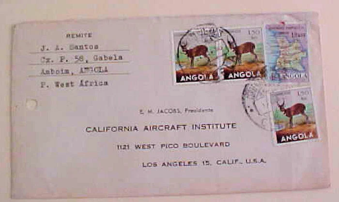 ANGOLA 1956 AMBOI TO USA PUNCHED — 第 1/1 张图片