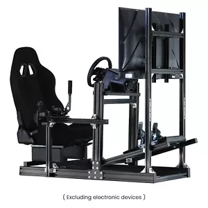 Hottoby Aluminum Racing Sim Cockpit with TV Stand and Seat Fit For Logitech G923 - Picture 1 of 37