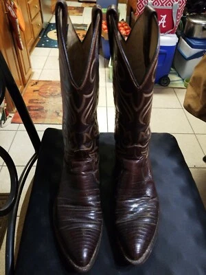 Botas de Vaquero Dan Post Para Hombre 9 D Marrón Lagarto Iguana Cuero Western Usadas Foto 1 de 4