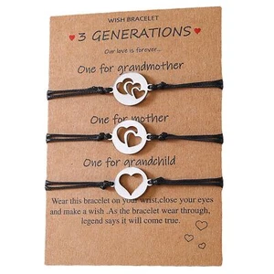 Grandma Mother Daughter Gift Bracelets for 3 Generations Gifts Bracelet Set Matc - Picture 1 of 6