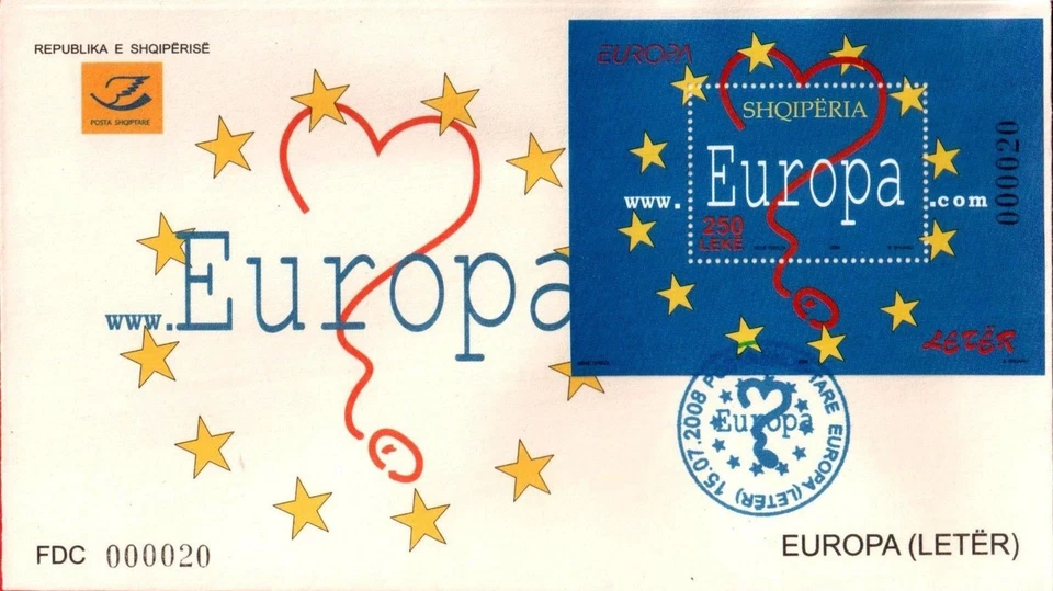 Albania Stamps 2008. Europa CEPT (Letter) 2008. FDC Block MNH - Image 1 of 1