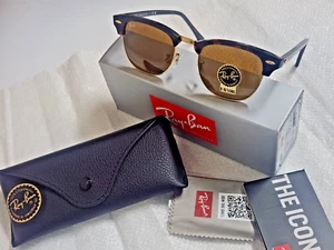 Ray-Ban RB3016 Clubmaster Unisex Sonnenbrille braune Gläser und Schildkröte auf goldfarbenem Gestell - Bild 1 von 8