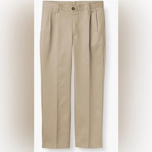 Chaps Chino Khaki Pants Boys 20 Adjustable Waist Pleated Wrinkle Free 100 Cotton - Picture 1 of 6