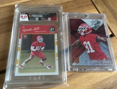 2016-17 Panini Donruss Elite Football Tyreek Hill 22/49 Rookie RC & Optic HGA 9 - Image 1 of 4