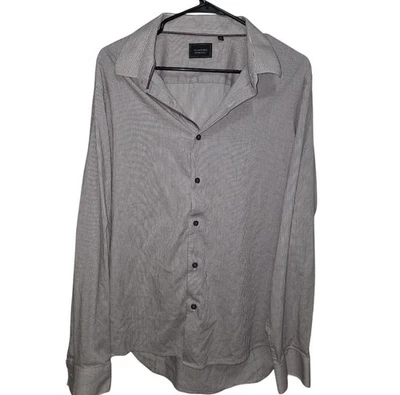 Camisa de vestir 7 Diamonds para hombre con botones XL roja blanca a rayas melange elástica Foto 1 de 3