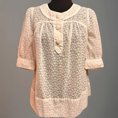 Blusa French Connection 4 Mujer Semi Transparente Burnout Cottagecore Top Twee Foto 1 de 4