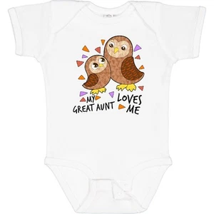 Inktastic My Great Aunt Loves Me- Cute Owl Family Baby Bodysuit Owls Auntie Kid - Picture 1 of 9