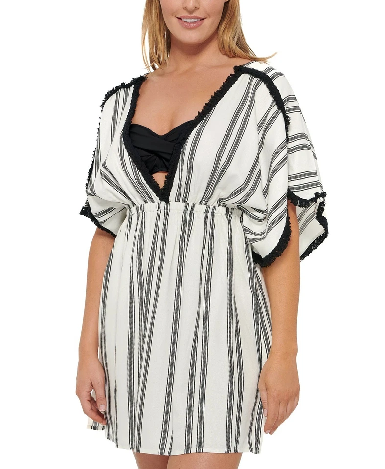 Vestido de Encubrimiento Dotti NEGRO/BLANCO Newport Rayas Manga Pétalos, EE. UU. X-Grande Foto 1 de 1